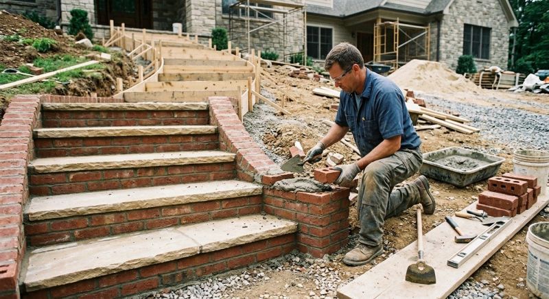 Brick Stairs Installation in Worcester, MA